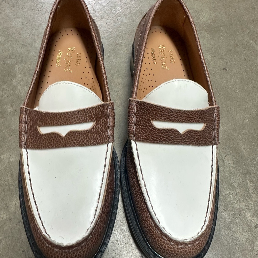 G.H. Bass & Co. Brown and White Leather Slip-Ons